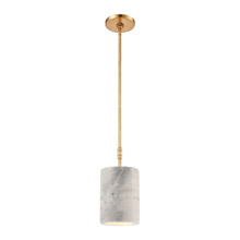 Elk Lighting 32393/1 1-Light Mini Pendant in Antique Gold Leaf with Thick White Marble
