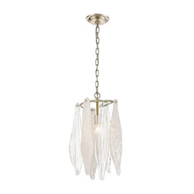 Elk Lighting 32432/1 1-Light Mini Pendant in Silver Leaf with Clear and Encased White Hand Formed Glass