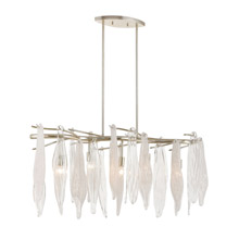 Elk Lighting 32434/5 5-Light Linear Chandelier in Silver Leaf with Clear and Encased White Hand-formed Glass