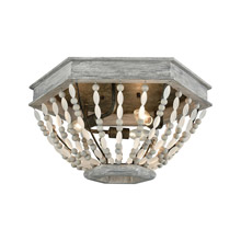 Elk Lighting 33191/3 3-Light Flush Mount in Washed Gray and Malted Rust with Strung Beads