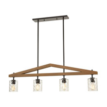 Elk Lighting 33305/4 4-Light Island Light in Oil Rubbed Bronze and Medium Oak with Water Glass