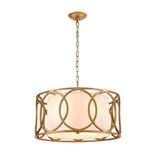 Elk Lighting 33425/4 4-Light Chandelier in Golden Silver with White Fabric Shade