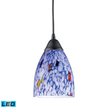 Elk Lighting 406-1BL-LED Classico 1 Light LED Pendant In Dark Rust And Starburst Blue Glass