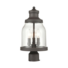 Elk Lighting 45424/3 3-Light Outdoor Post Mount in Architectural Bronze with Seedy Glass