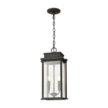 Elk Lighting 45443/2 2-Light Outdoor Pendant in Architectural Bronze with Seedy Glass Enclosure