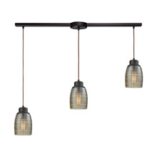 Elk Lighting 46216/3L 3-Light Linear Mini Pendant Fixture in Oil Rubbed Bronze with Champagne-plated Spun Glass
