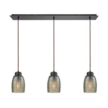 Elk Lighting 46216/3LP 3-Light Linear Mini Pendant Fixture in Oil Rubbed Bronze with Champagne-plated Spun Glass