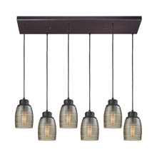 Elk Lighting 46216/6RC 6-Light Rectangular Pendant Fixture in Oil Rubbed Bronze with Champagne-plated Spun Glass