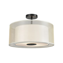 Elk Lighting 46267/2 2-Light Semi Flush in Matte Black with Webbed Organza and White Fabric Shade