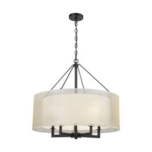 Elk Lighting 46268/5 5-Light Chandelier in Matte Black with Webbed Organza and White Fabric Shade