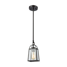 Elk Lighting 46274/1 1-Light Mini Pendant in Oil Rubbed Bronze with Clear Glass Panels