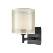 Elk Lighting 46300/1 1-Light Vanity Lamp in Matte Black with Webbed Organza and White Fabric Shade