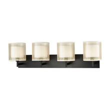 Elk Lighting 46303/4 4-Light Vanity Lamp in Matte Black with Webbed Organza and White Fabric Shade