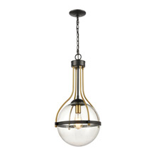 Elk Lighting 46414/1 1-Light Pendant in Matte Black and Burnished Brass with Clear Glass