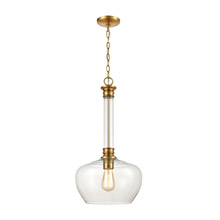 Elk Lighting 46495/1 1-Light Pendant in Burnished Brass with Clear Glass