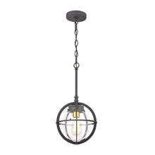 Elk Lighting 46733/1 1-Light Hanging in Charcoal with Seedy Glass