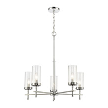 Elk Lighting 47306/5 5-Light Chandelier in Polished Chrome with Seedy Glass