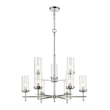 Elk Lighting 47308/9 9-Light Chandelier in Polished Chrome with Seedy Glass