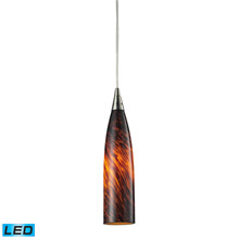 Elk Lighting 501-1ES-LED Lungo 1 Light LED Pendant In Satin Nickel And Espresso Glass