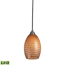 Elk Lighting 517-1C-LED Mulinello 1 Light LED Pendant In Satin Nickel With Cocoa Glass
