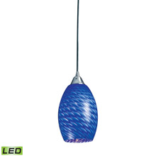 Elk Lighting 517-1S-LED Mulinello 1 Light LED Pendant In Satin Nickel And Sapphire Glass