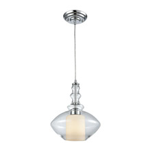 Elk Lighting 56500/1-LA 1-Light Mini Pendant in Chrome with Clear and Opal White Glass - Includes Adapter Kit