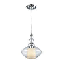 Elk Lighting 56500/1 1-Light Mini Pendant in Chrome with Clear and Opal White Glass