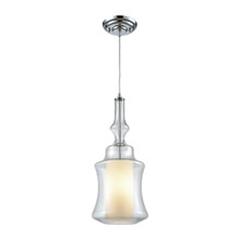Elk Lighting 56501/1 1-Light Mini Pendant in Chrome with Clear and Opal White Glass