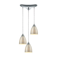 Elk Lighting 56530/3 3-Light Triangular Pendant Fixture in Polished Chrome with Silver Linen Glass