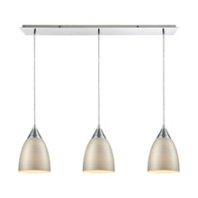 Elk Lighting 56530/3LP 3-Light Linear Mini Pendant Fixture in Polished Chrome with Silver Linen Glass