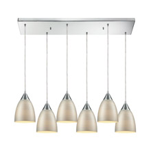 Elk Lighting 56530/6RC 6-Light Rectangular Pendant Fixture in Polished Chrome with Silver Linen Glass