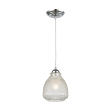 Elk Lighting 56590/1 1-Light Mini Pendant in Polished Chrome with Clear Crosshatched Glass