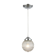Elk Lighting 56591/1 1-Light Mini Pendant in Polished Chrome with Clear Patterned Glass