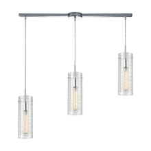 Elk Lighting 56595/3L 3-Light Linear Mini Pendant Fixture in Polished Chrome with Clear Etched Glass