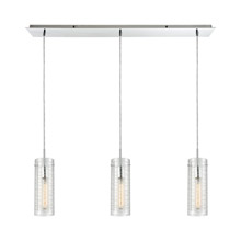 Elk Lighting 56595/3LP 3-Light Linear Mini Pendant Fixture in Polished Chrome with Clear Etched Glass