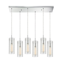 Elk Lighting 56595/6RC 6-Light Rectangular Pendant Fixture in Polished Chrome with Clear Etched Glass