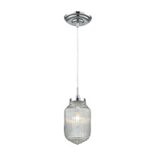 Elk Lighting 56662/1 1-Light Mini Pendant in Polished Chrome with Clear Ribbed Glass