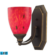 Elk Lighting 570-1B-FR-LED Bath And Spa 1 Light LED Vanity In Aged Bronze And Fire Red Glass