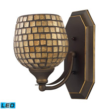 Elk Lighting 570-1B-GLD-LED Bath And Spa 1 Light LED Vanity In Aged Bronze And Gold Leaf Glass