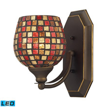 Elk Lighting 570-1B-MLT-LED Bath And Spa 1 Light LED Vanity In Aged Bronze And Multi Fusion Glass