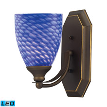 Elk Lighting 570-1B-S-LED Bath And Spa 1 Light LED Vanity In Aged Bronze And Sapphire Glass