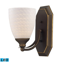 Elk Lighting 570-1B-WS-LED Bath And Spa 1 Light LED Vanity In Aged Bronze And White Swirl Glass