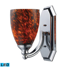 Elk Lighting 570-1C-ES-LED Bath And Spa 1 Light LED Vanity In Polished Chrome And Espresso Glass