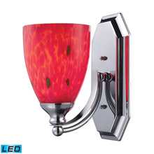 Elk Lighting 570-1C-FR-LED Bath And Spa 1 Light LED Vanity In Polished Chrome And Fire Red Glass