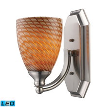 Elk Lighting 570-1N-C-LED Bath And Spa 1 Light LED Vanity In Satin Nickel And Cocoa Glass