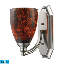 Elk Lighting 570-1N-ES-LED Bath And Spa 1 Light LED Vanity In Satin Nickel And Espresso Glass