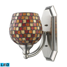 Elk Lighting 570-1N-MLT-LED Bath And Spa 1 Light LED Vanity In Satin Nickel And Multi Fusion Glass