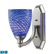 Elk Lighting 570-1N-S-LED Bath And Spa 1 Light LED Vanity In Satin Nickel And Sapphire Glass