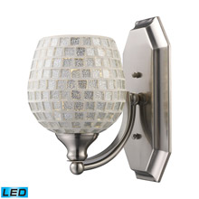 Elk Lighting 570-1N-SLV-LED Bath And Spa 1 Light LED Vanity In Satin Nickel And Silver Glass