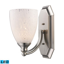 Elk Lighting 570-1N-SW-LED Bath And Spa 1 Light LED Vanity In Satin Nickel And Snow White Glass